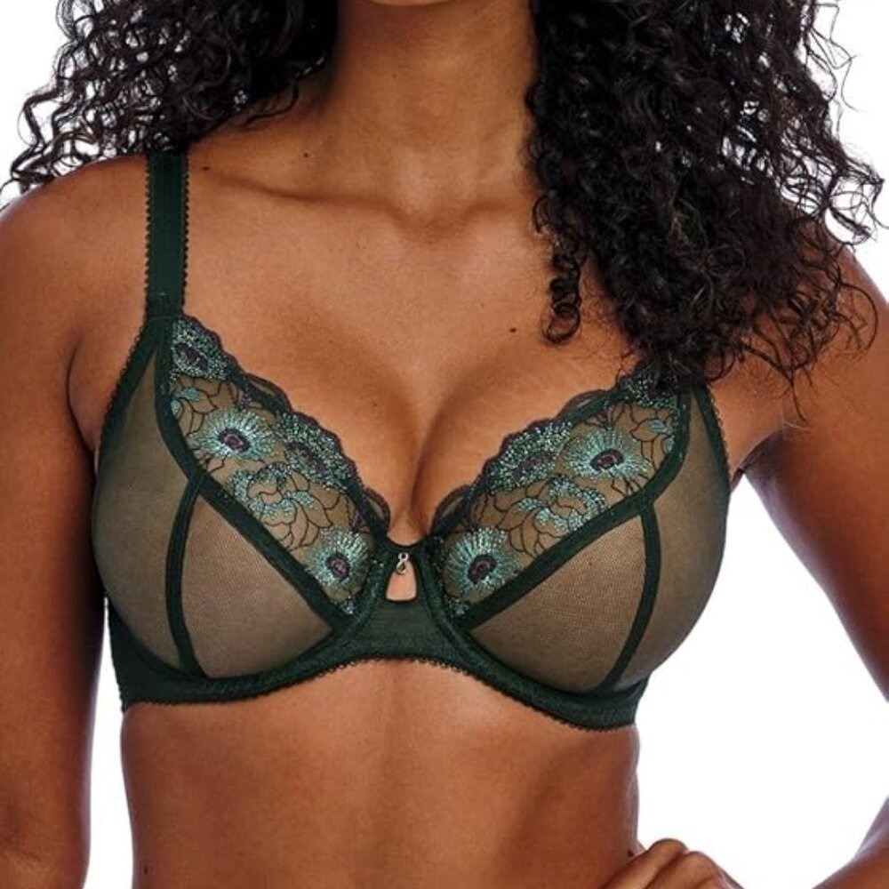 Freya Women's Loveland Underwire Plunge Bra Emerald New w/ Tags 28DD